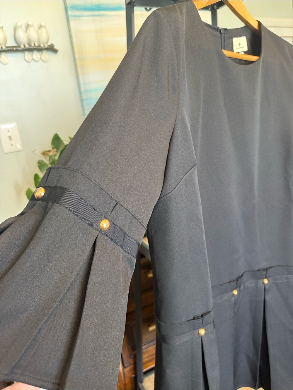 Tuckernuck Black Pleated A-Line Dress with Gold Studs - Picture 7 of 9